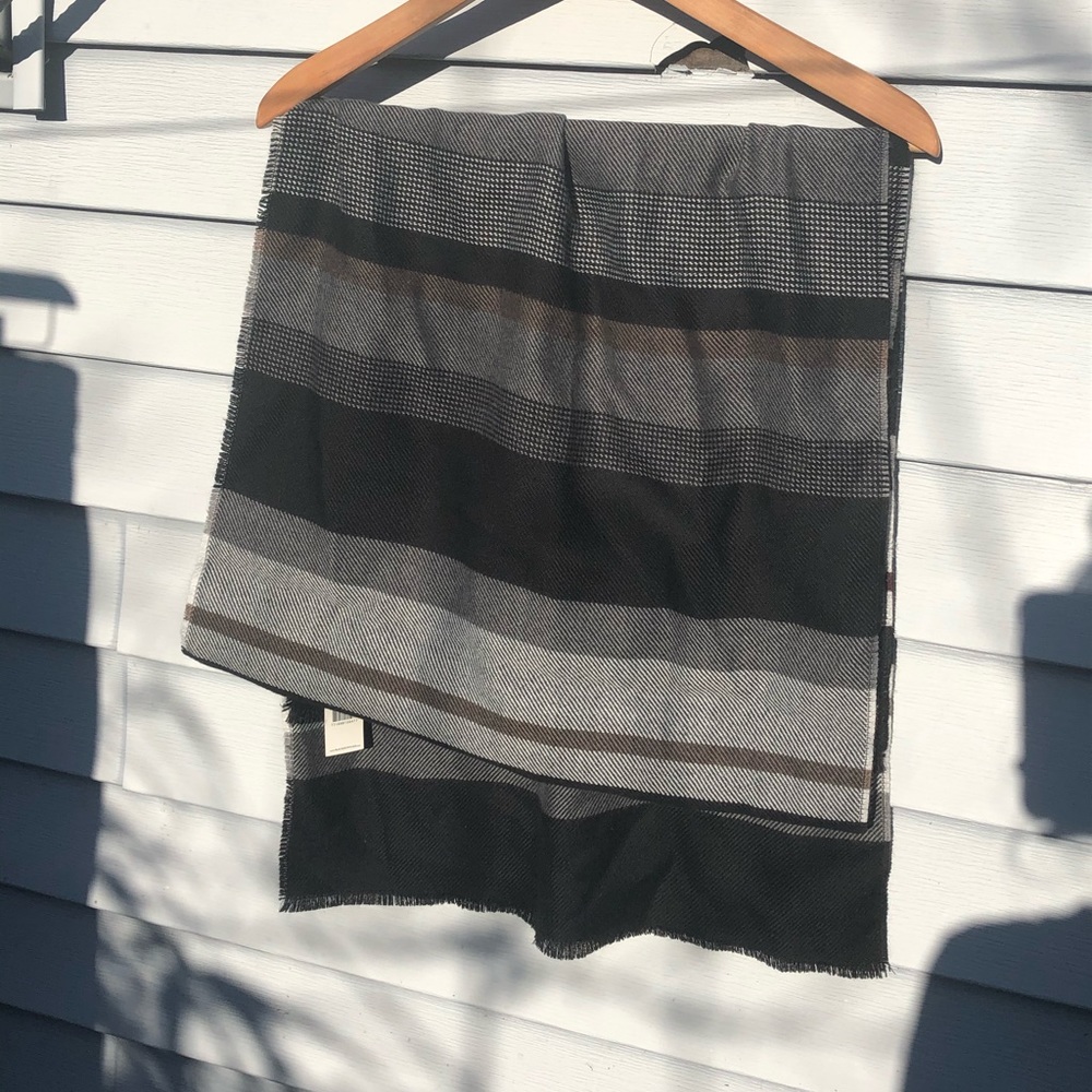 Black Brown 1826 striped scarf BNWT